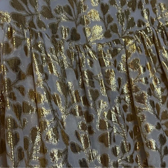 PALOMA BLUE Eden Layered Tiered Ruffled Metallic Fil Coupé Silk blend Skirt Gold - Picture 12 of 15